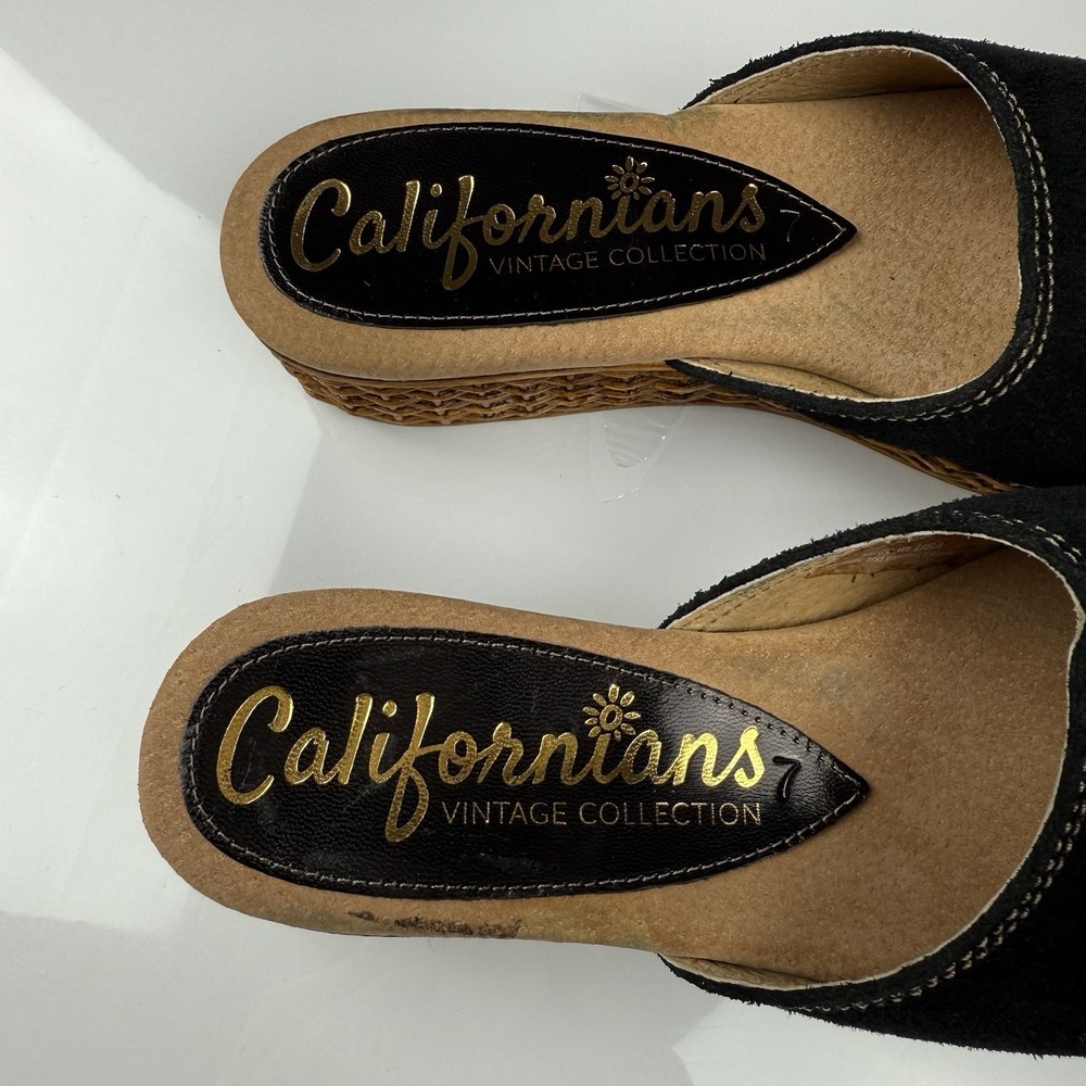 Californians USA handmade Margot Black Suede sandals Women's Size 7 - Picture 3 of 9